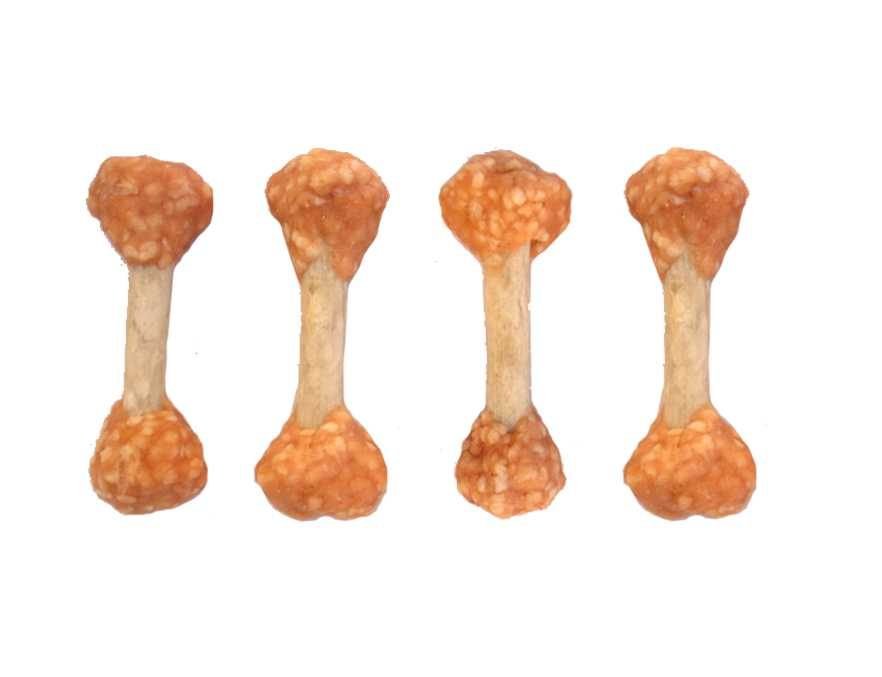 Bone-shaped meaty rawhide snacks